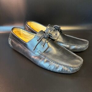 Clarks Leather Boat Shoes Driving Moccasins Lace Up Black‎ Size 12M